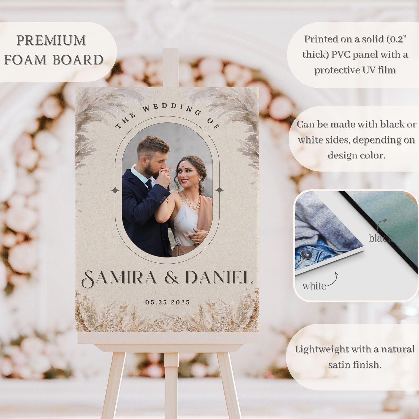 Custom Photo Acrylic Wedding Sign, Reception Entrance Welcome Sign, Personalized Wedding Decor, Wedding Poster, Foam Board Easel Signage