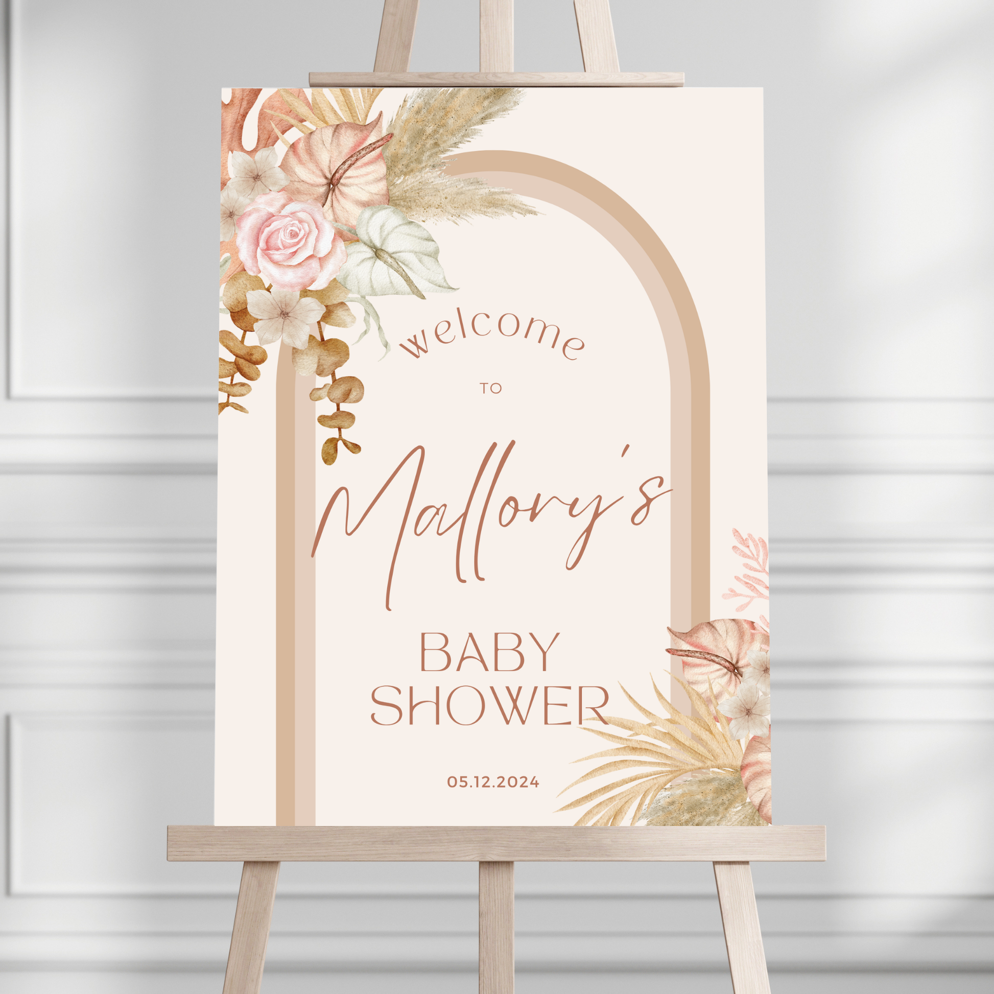 Boho Rainbow Arch Baby Shower Welcome Sign - Magnolia Dane Co.