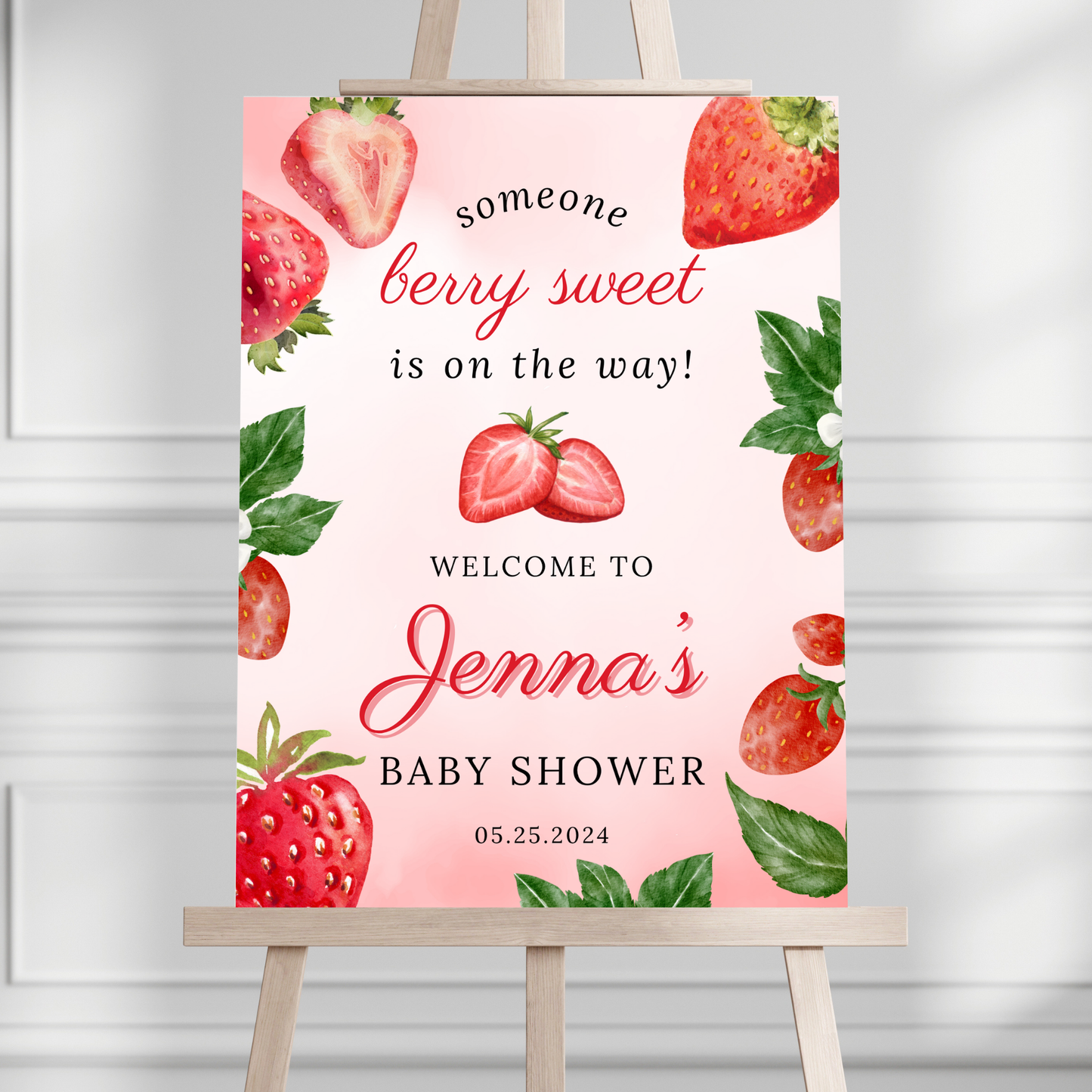 "Berry Sweet" Baby Shower Welcome Sign - Magnolia Dane Co.