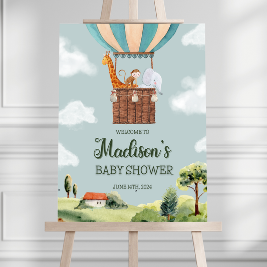 Hot Air Balloon Baby Shower Welcome Sign - Magnolia Dane Co.