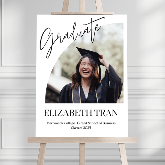 Modern Geometric Photo Graduation Party Welcome Sign