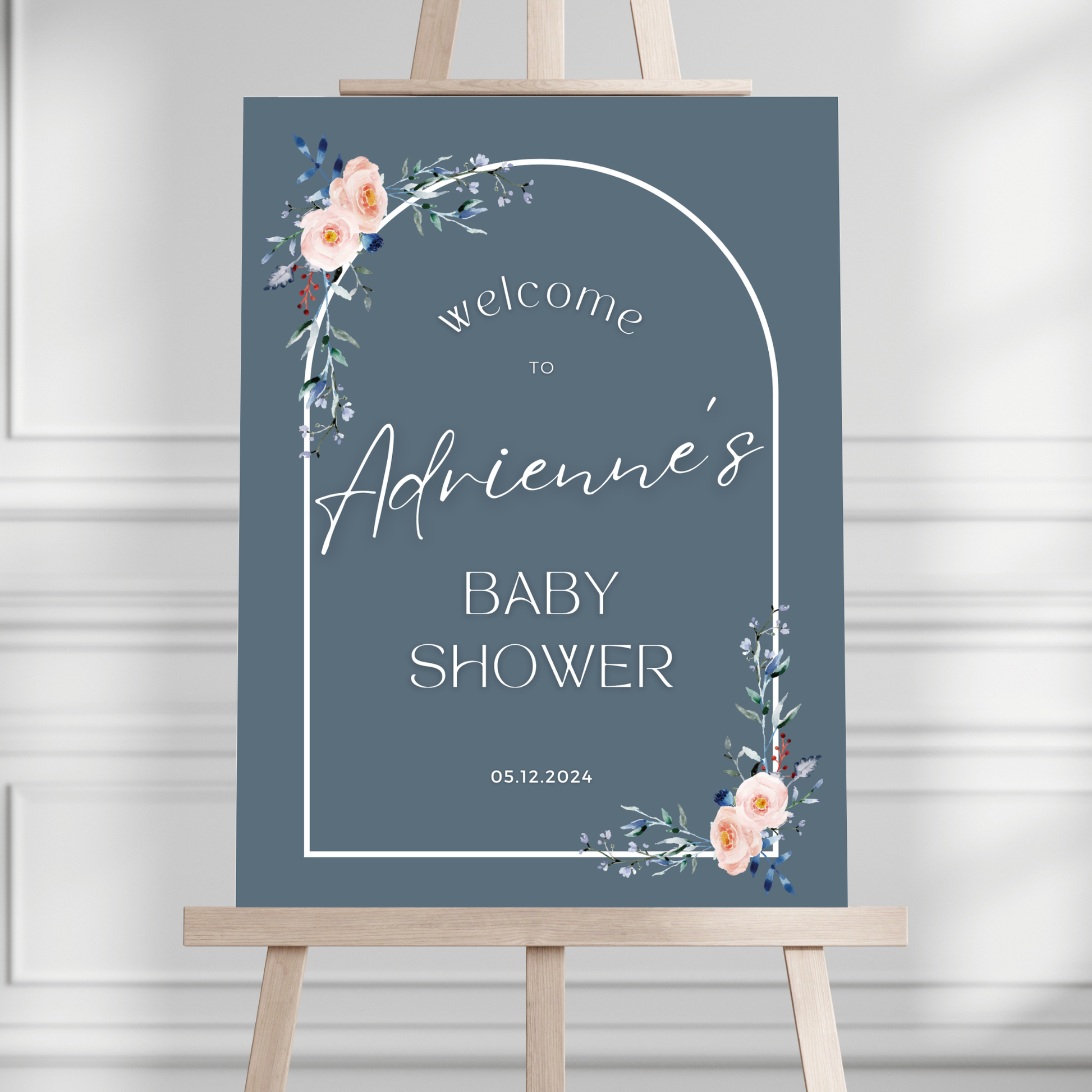 Navy Minimalist Baby Shower Welcome Sign - Magnolia Dane Co.