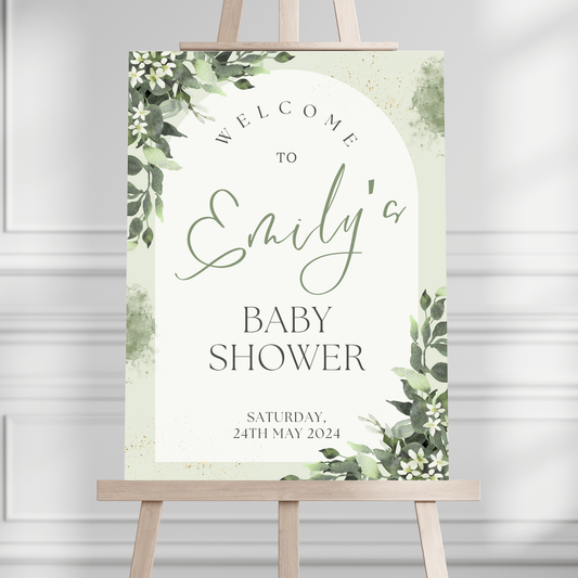 Boho Leaves Arch Baby Shower Welcome Sign - Magnolia Dane Co.