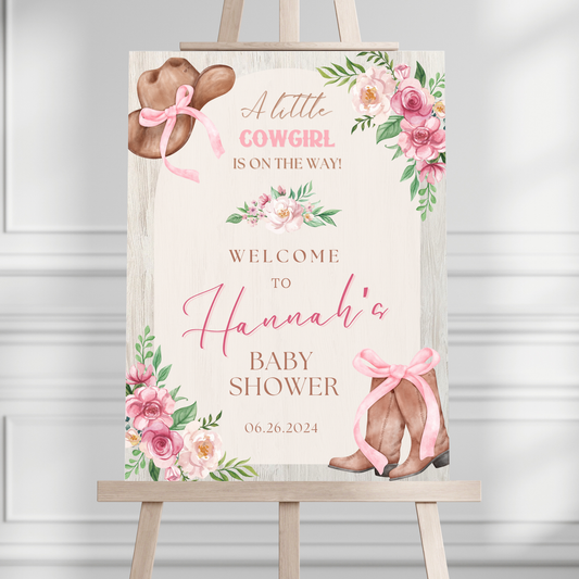 "Little Cowgirl" Baby Shower Welcome Sign - Magnolia Dane Co.