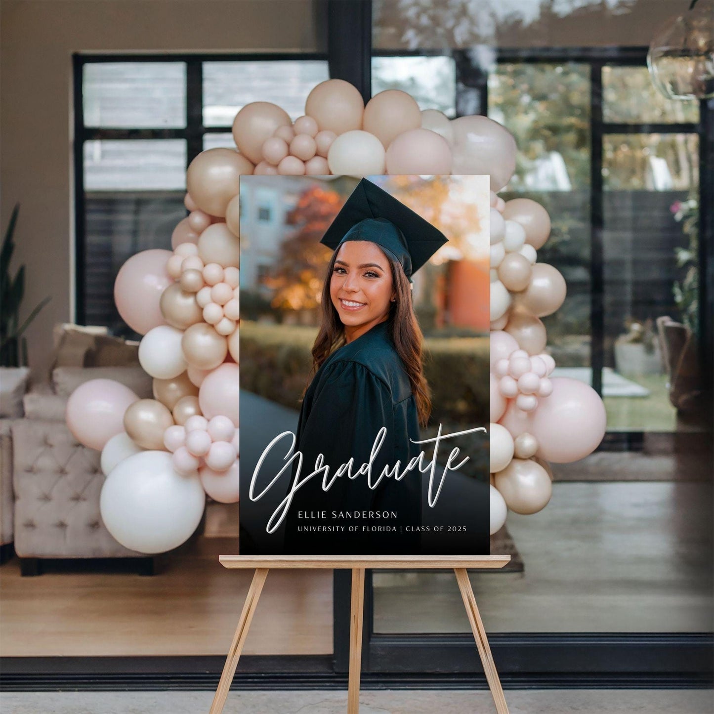 Simple Calligraphy Photo Graduation Party Welcome Sign