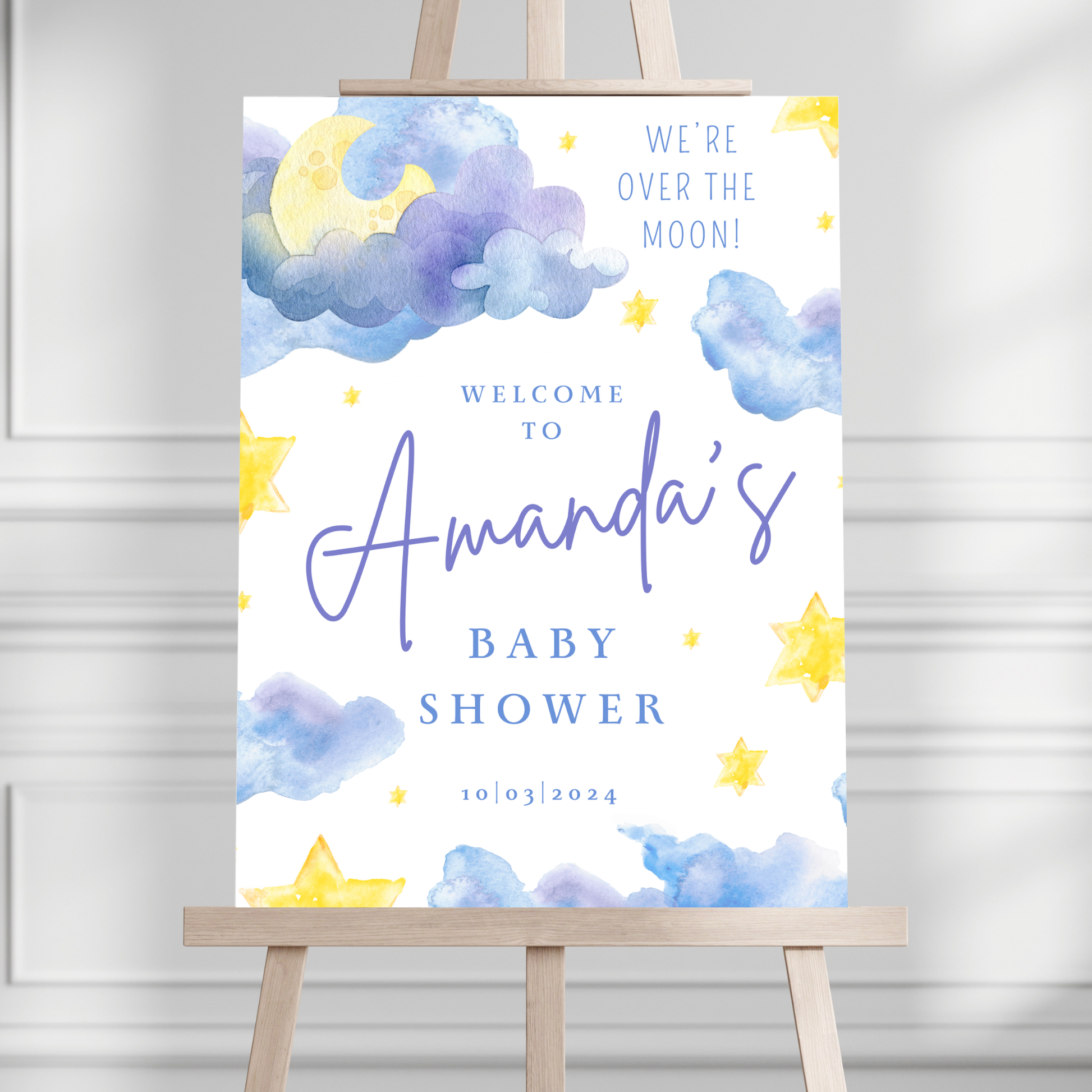 "Over the Moon" Baby Shower Welcome Sign - Magnolia Dane Co.