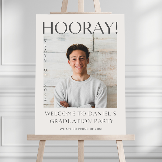 Gold Ribbon Custom Photo Graduation Party Welcome Sign - Magnolia Dane Co.