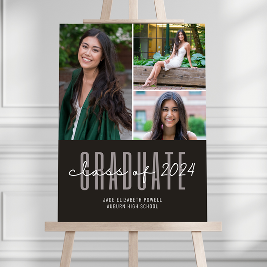"GRADUATE" Photo Collage Graduation Party Welcome Sign - Magnolia Dane Co.