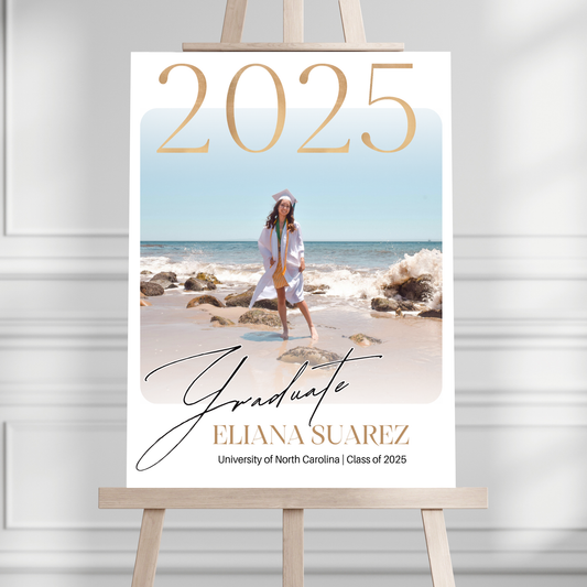Modern Fade Photo Graduation Welcome Sign