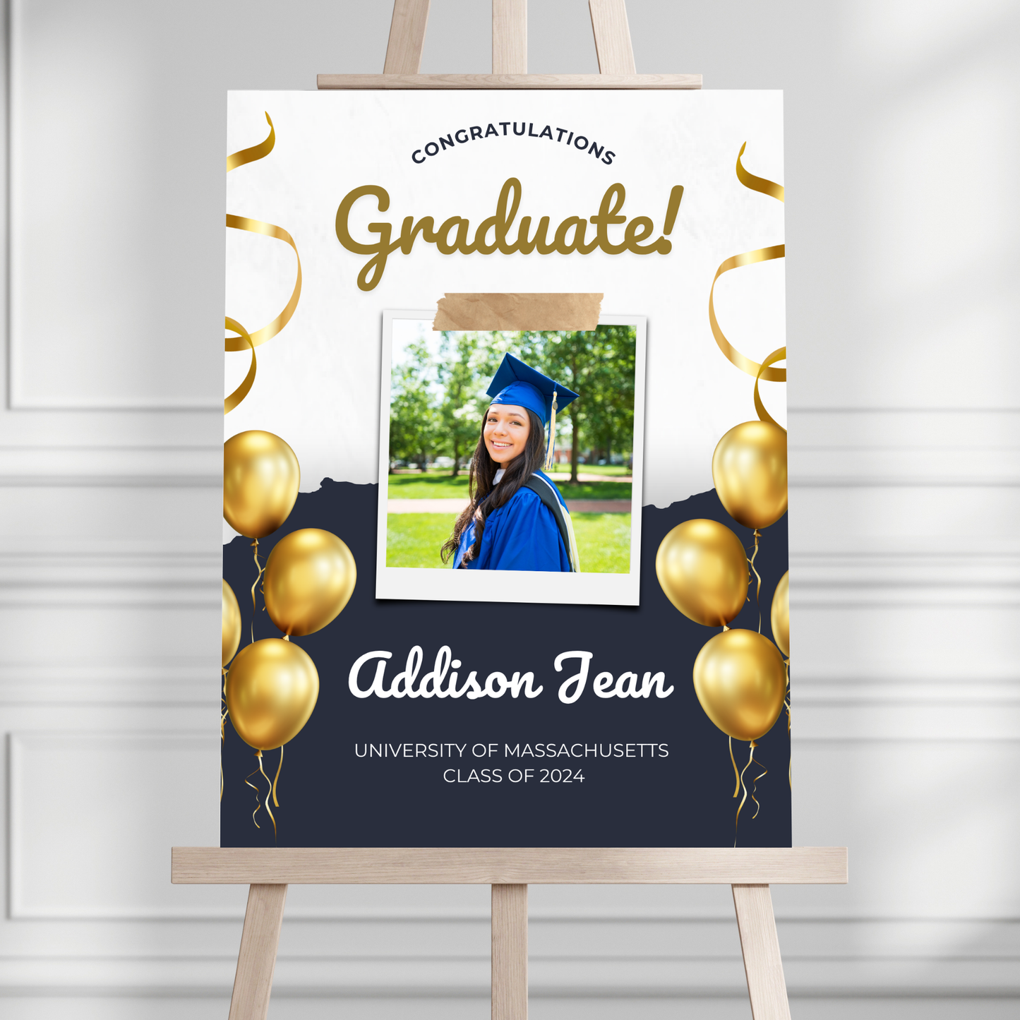 "Congratulations Graduate" Custom Photo Graduation Party Welcome Sign - Magnolia Dane Co.