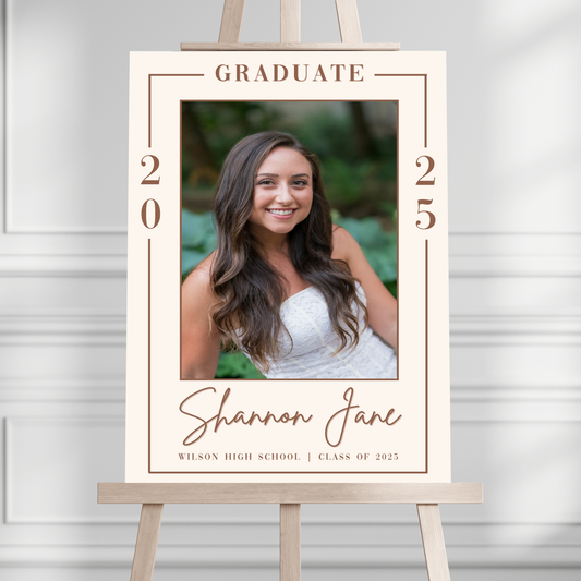 Simple Neutral Photo Graduation Party Welcome Sign