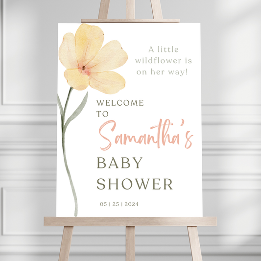 "Little Wildflower" Baby Shower Welcome Sign - Magnolia Dane Co.