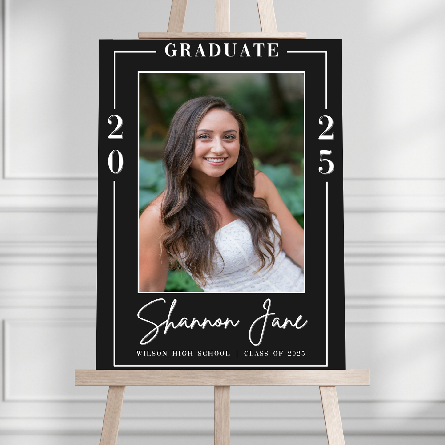 Black Simple Photo Graduation Party Welcome Sign