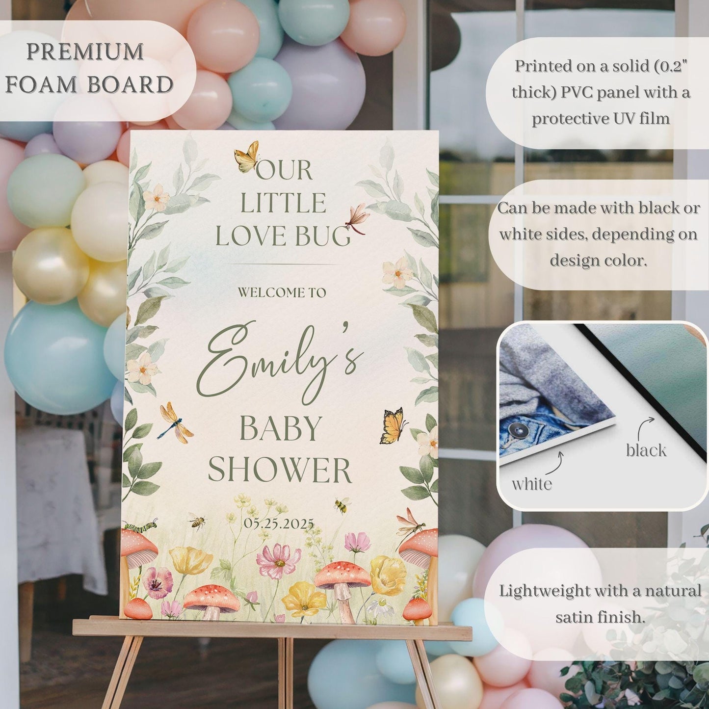 "Our Little Love Bug" Baby Shower Welcome Sign
