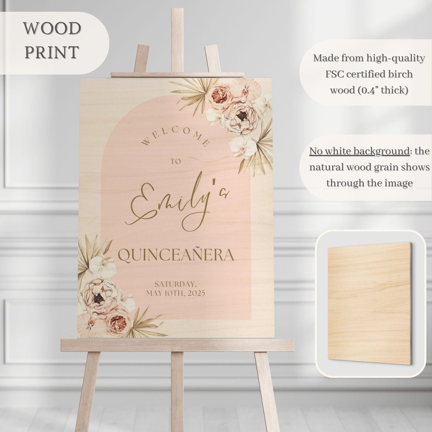 Boho Arch Quinceañera Welcome Sign