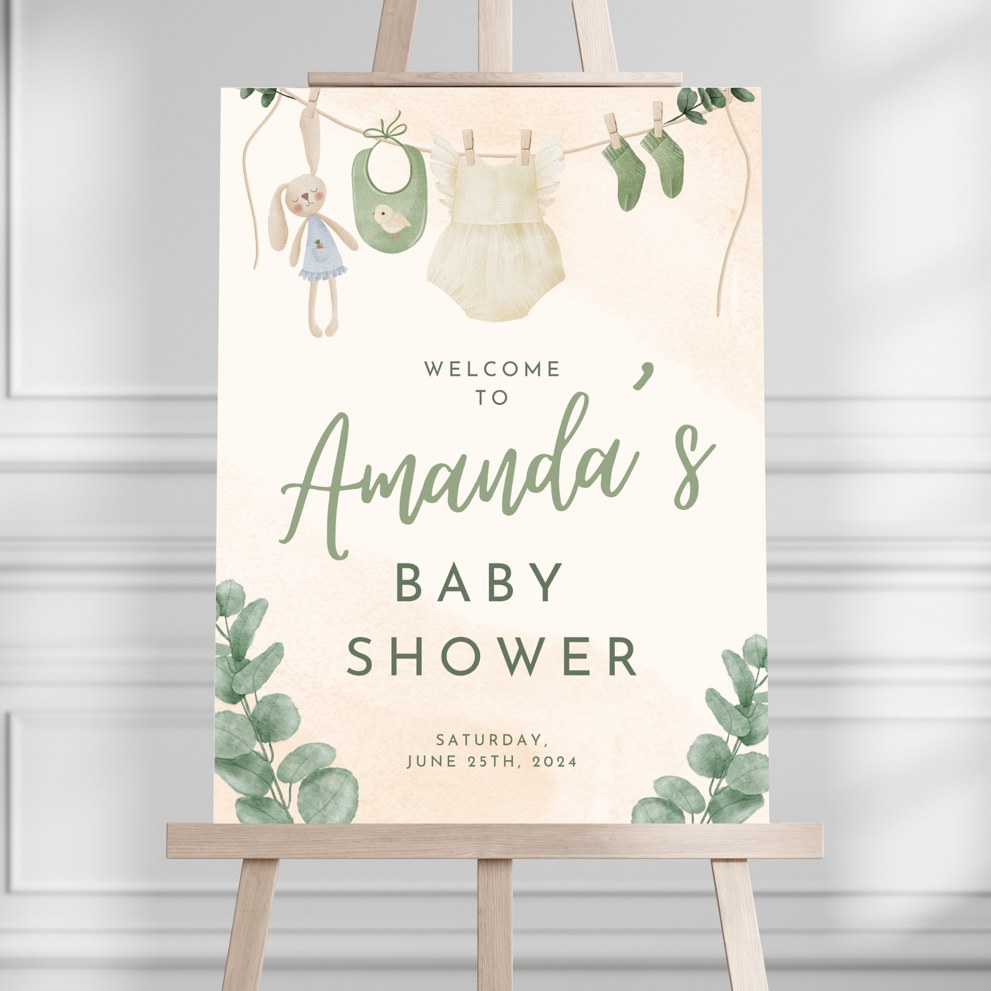 Clothesline Baby Shower Welcome Sign - Magnolia Dane Co.