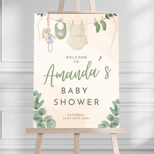 Clothesline Baby Shower Welcome Sign - Magnolia Dane Co.
