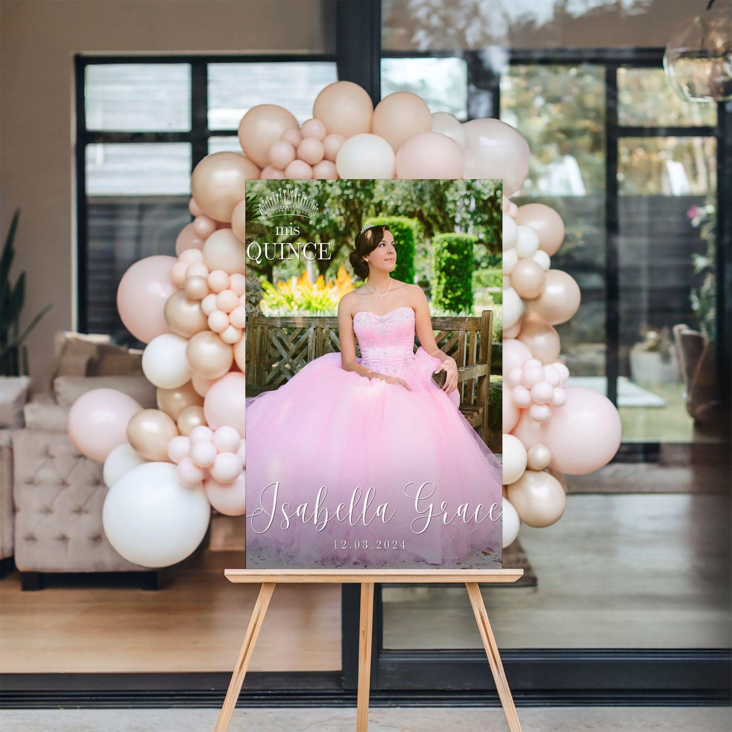 Simple Text Custom Photo Quinceañera Welcome Sign