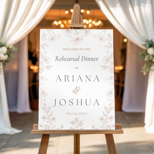 Elegant Greenery Rehearsal Dinner Welcome Sign