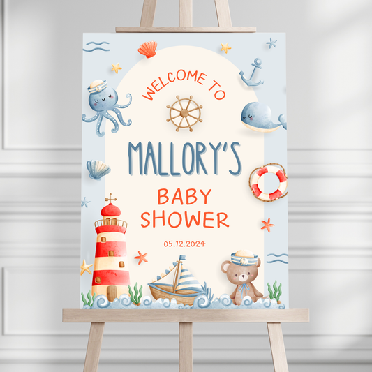 Nautical Baby Shower Welcome Sign - Magnolia Dane Co.