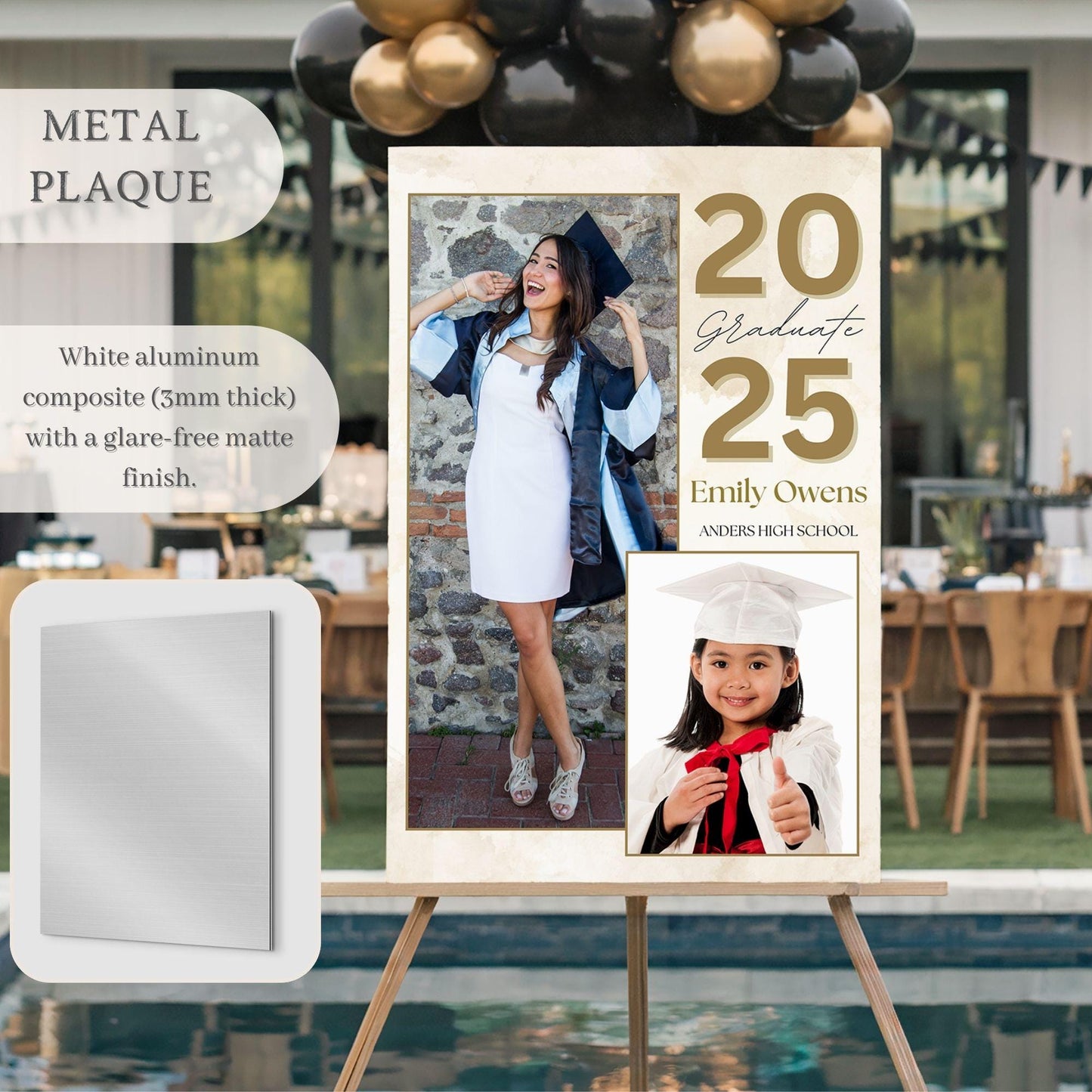 "Then & Now" Photo Graduation Party Welcome Sign