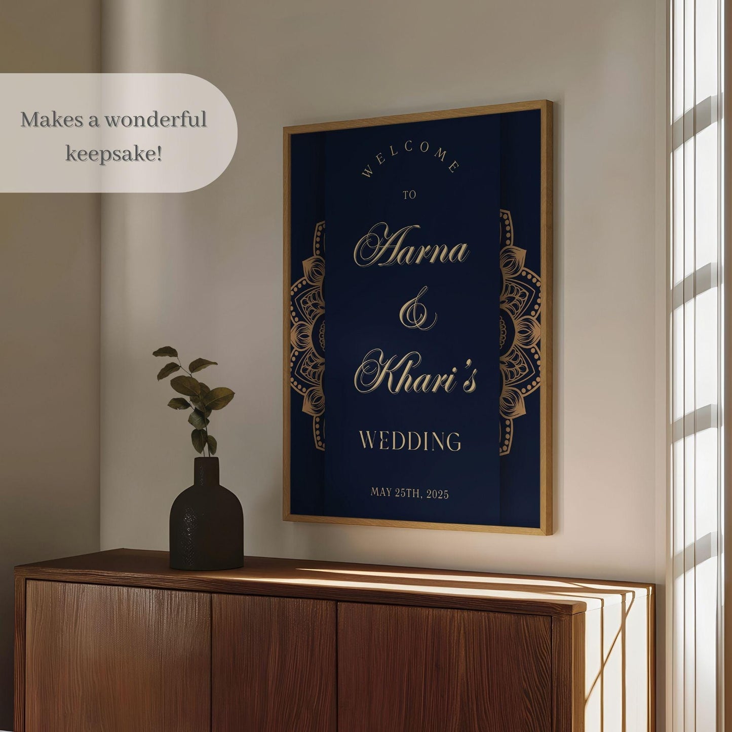 Navy & Gold Indian Wedding Welcome Sign for Mehndi, Sangeet, Haldi etc.