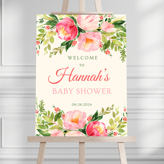 Bright Florals Baby Shower Welcome Sign - Magnolia Dane Co.