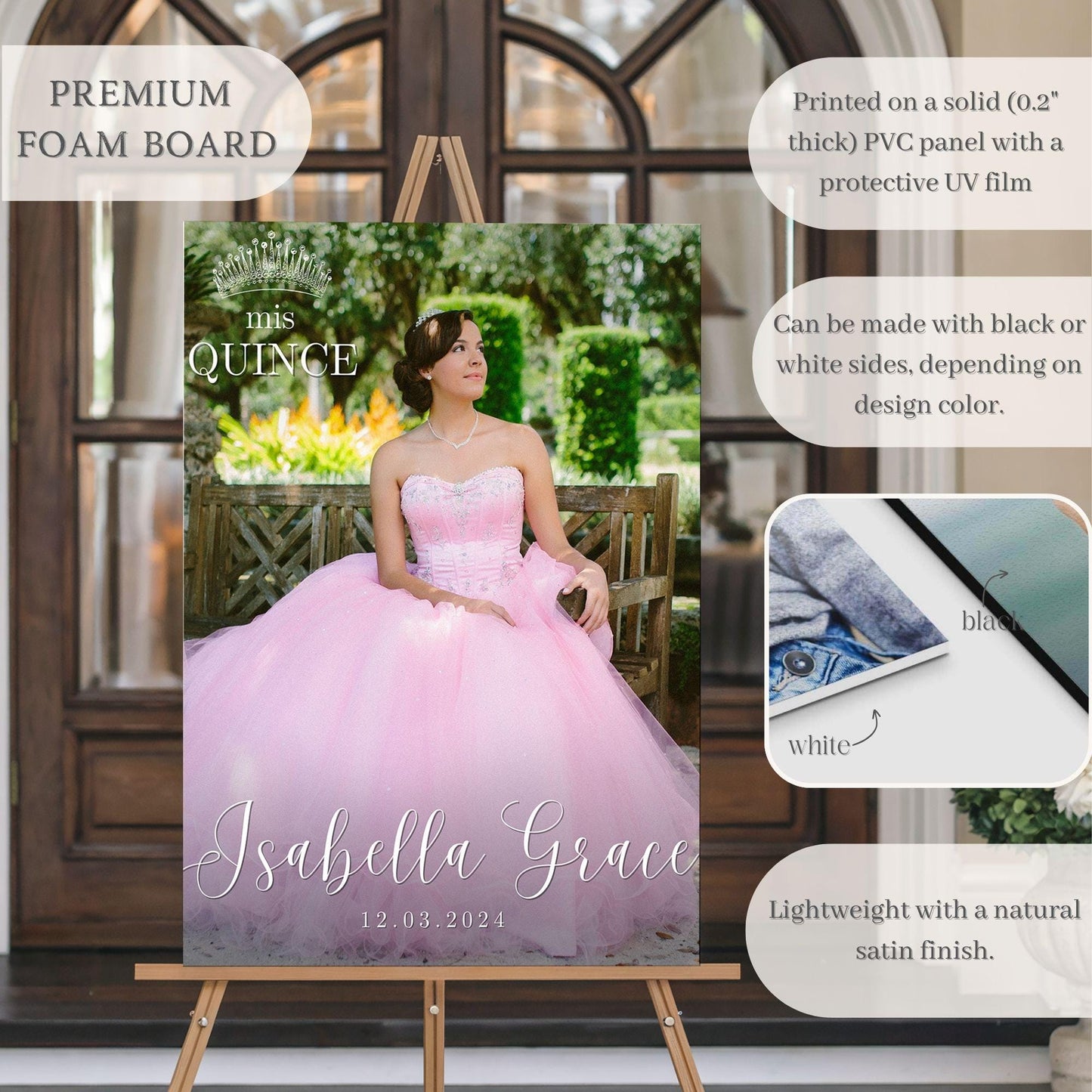 Simple Text Custom Photo Quinceañera Welcome Sign