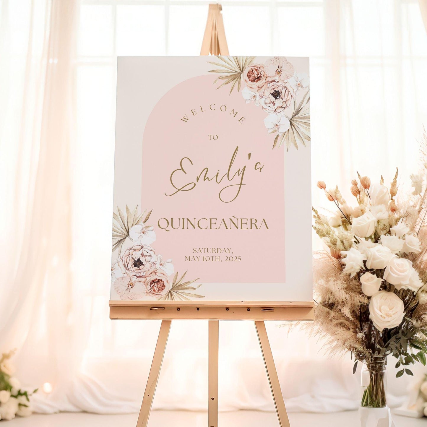 Boho Arch Quinceañera Welcome Sign