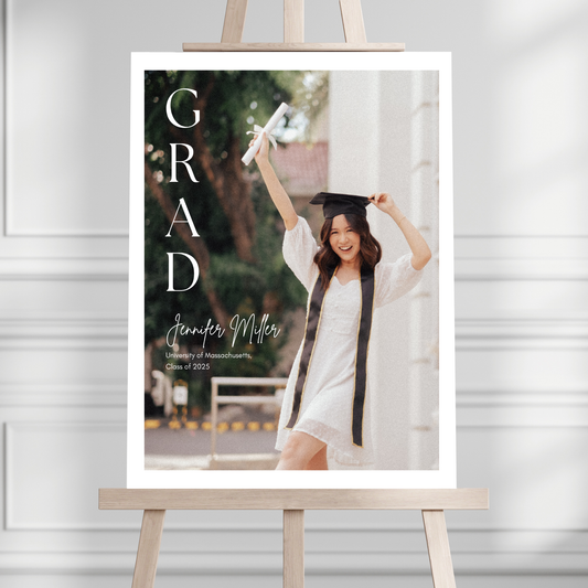 "GRAD" Custom Photo Graduation Party Welcome Sign - Magnolia Dane Co.