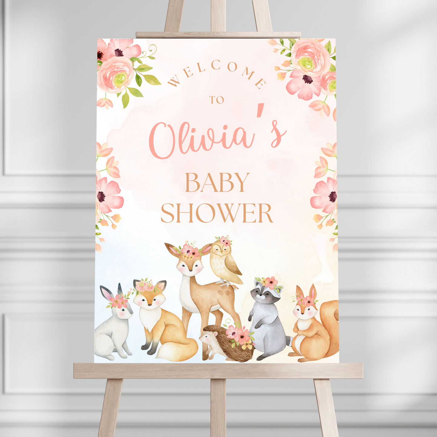 Woodland Creatures Baby Shower Welcome Sign