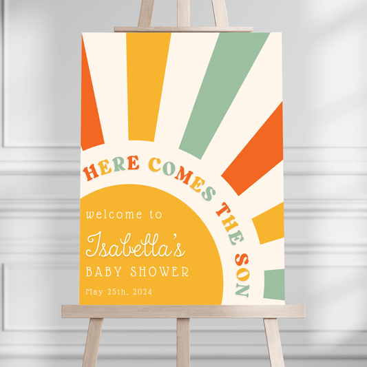 "Here Comes the Son" Baby Shower Welcome Sign - Magnolia Dane Co.