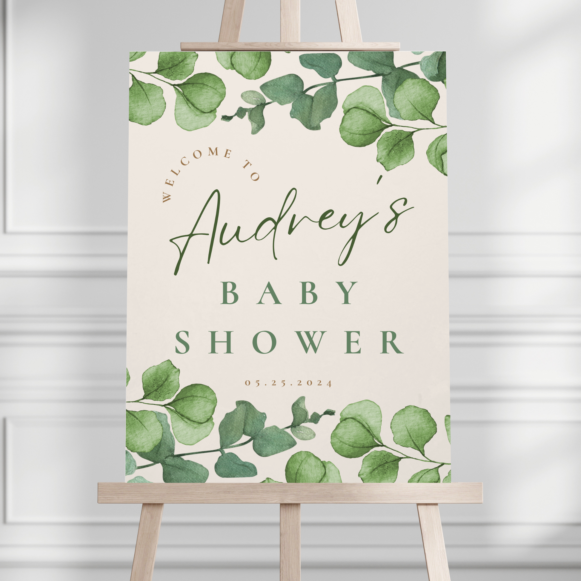 Green Foliage Baby Shower Welcome Sign - Magnolia Dane Co.