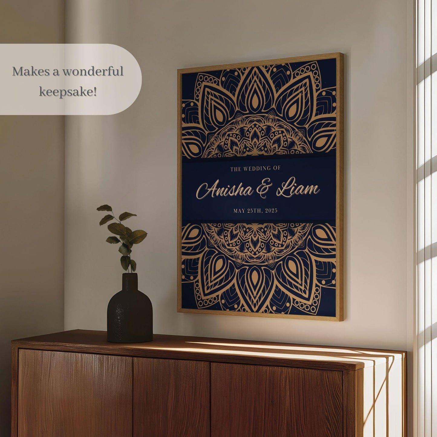 Navy & Gold Intricate Indian Wedding Welcome Sign for Mehndi, Sangeet, Haldi etc.