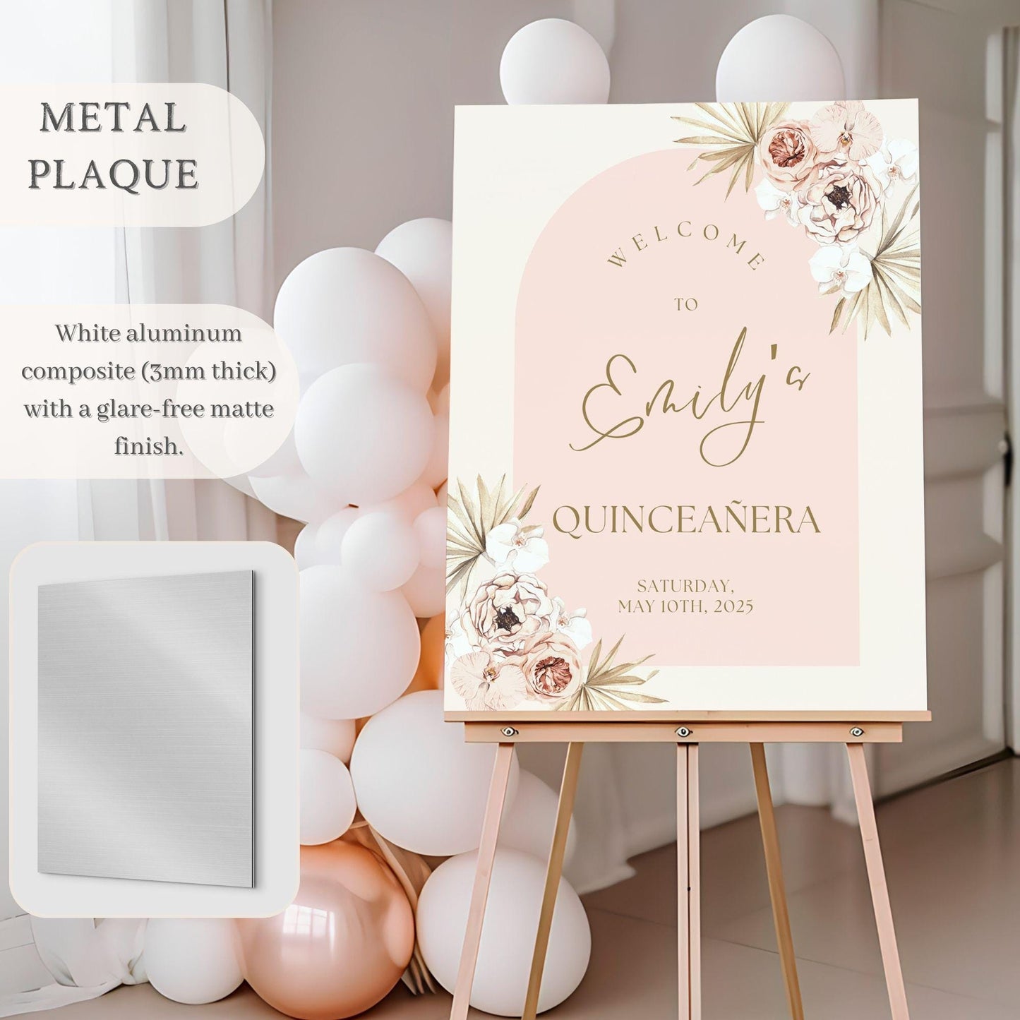 Boho Arch Quinceañera Welcome Sign