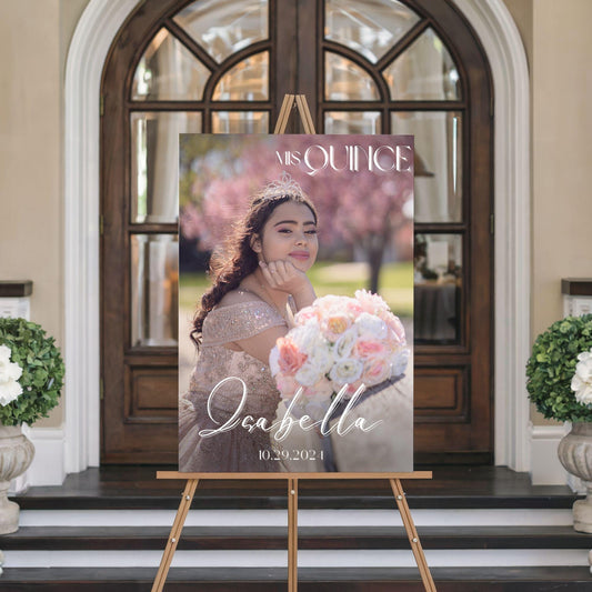 "Mis Quince" Custom Photo Quinceañera Welcome Sign