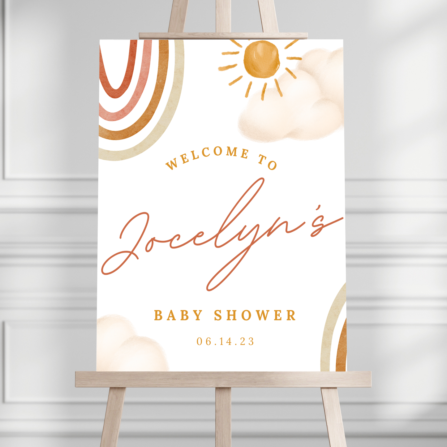 Boho Rainbow Baby Shower Welcome Sign