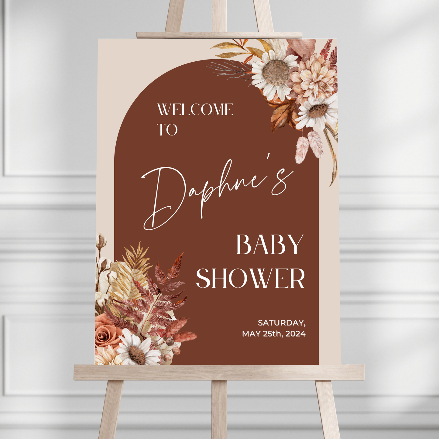 Fall Florals Baby Shower Welcome Sign