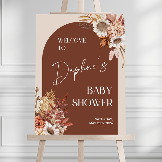 Fall Florals Baby Shower Welcome Sign - Magnolia Dane Co.