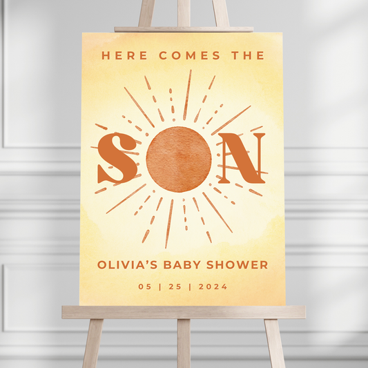"Here Comes The Son" Baby Shower Welcome Sign - Magnolia Dane Co.