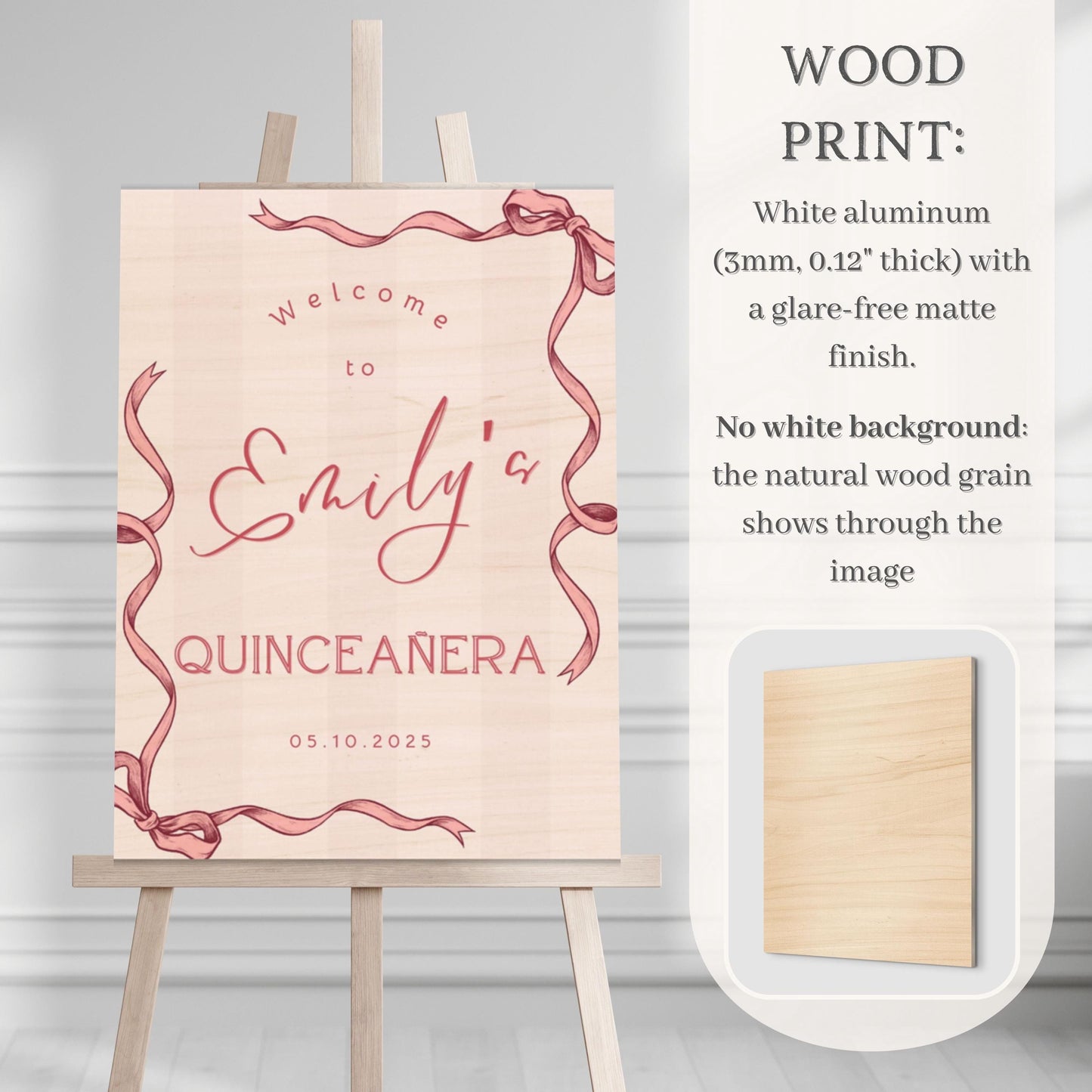 Pink Coquette Bow Quinceañera Welcome Sign