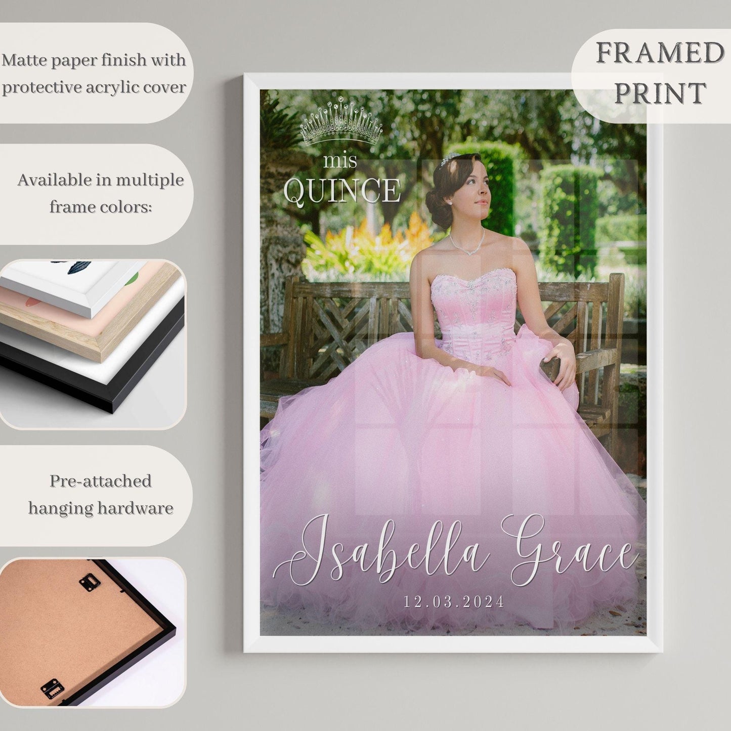Simple Text Custom Photo Quinceañera Welcome Sign