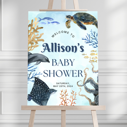 Ocean Themed Baby Shower Welcome Sign - Magnolia Dane Co.