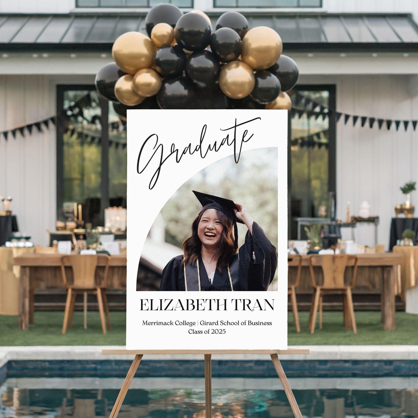 Modern Geometric Photo Graduation Party Welcome Sign