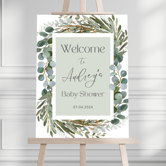 Boho Foliage Baby Shower Welcome Sign - Magnolia Dane Co.