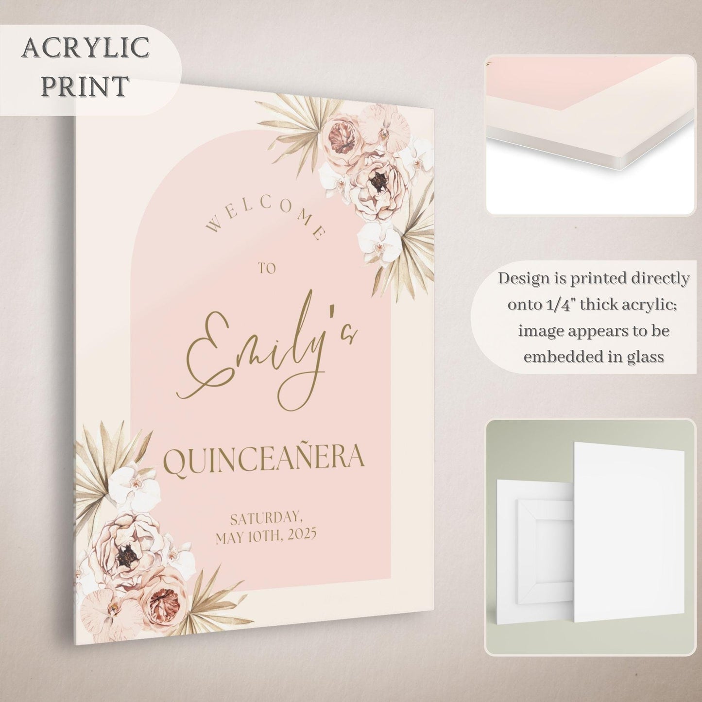 Boho Arch Quinceañera Welcome Sign