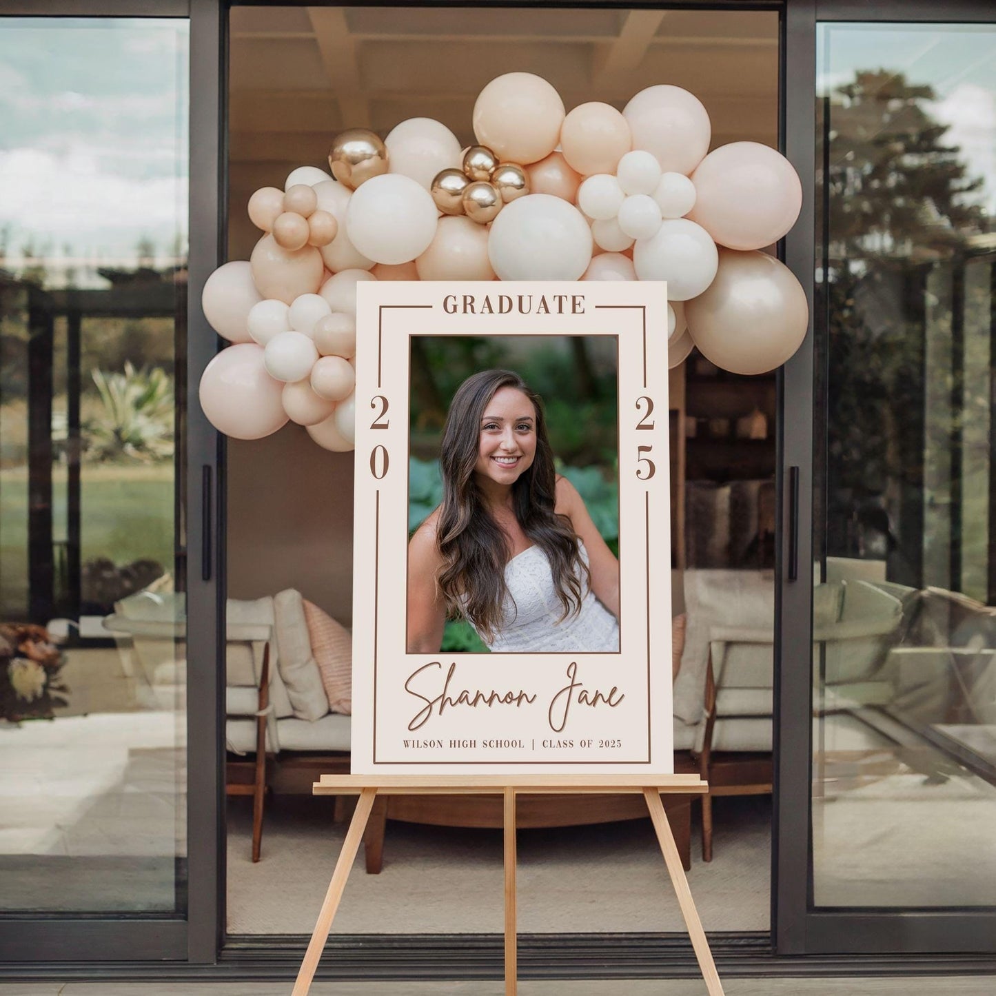 Simple Neutral Photo Graduation Party Welcome Sign