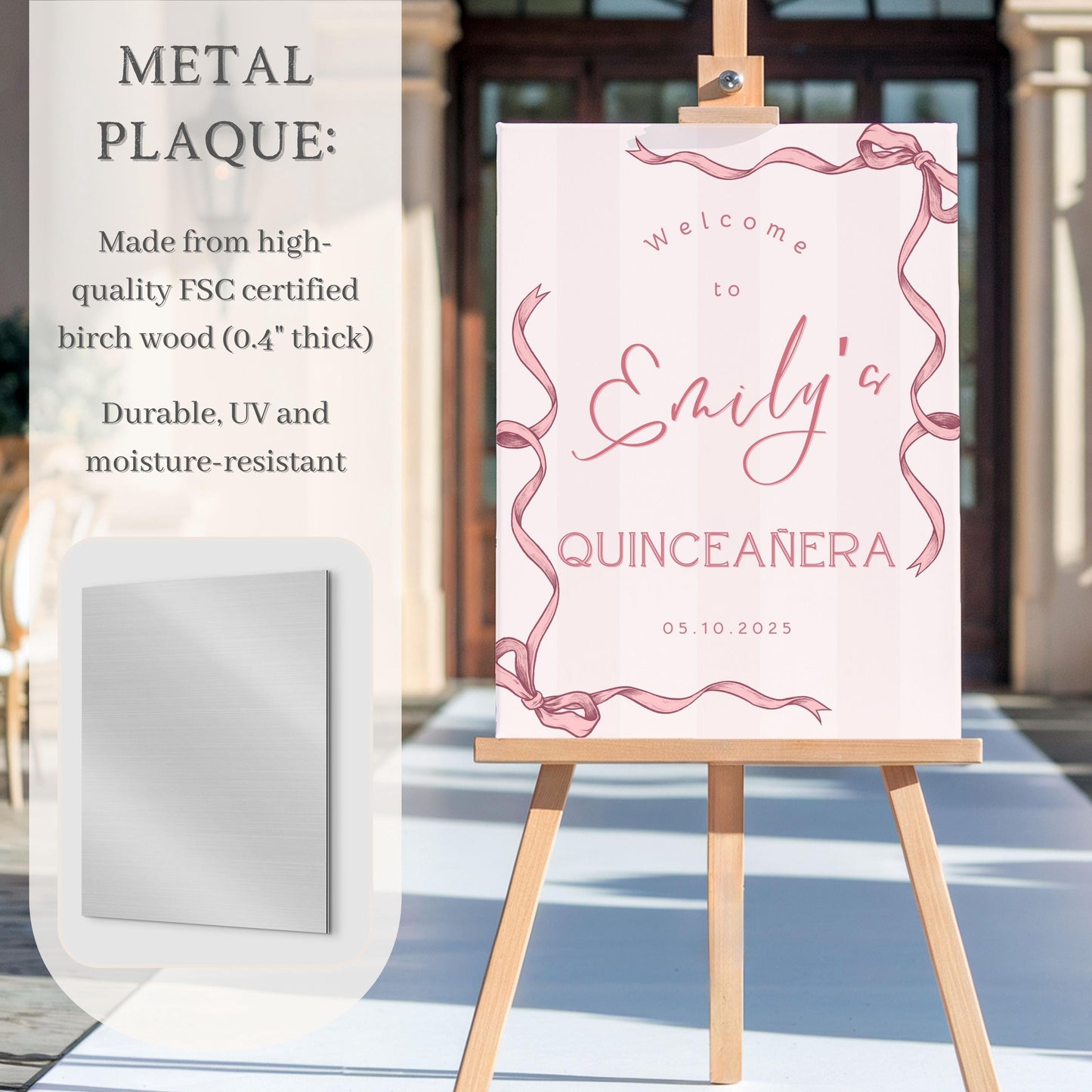 Pink Coquette Bow Quinceañera Welcome Sign
