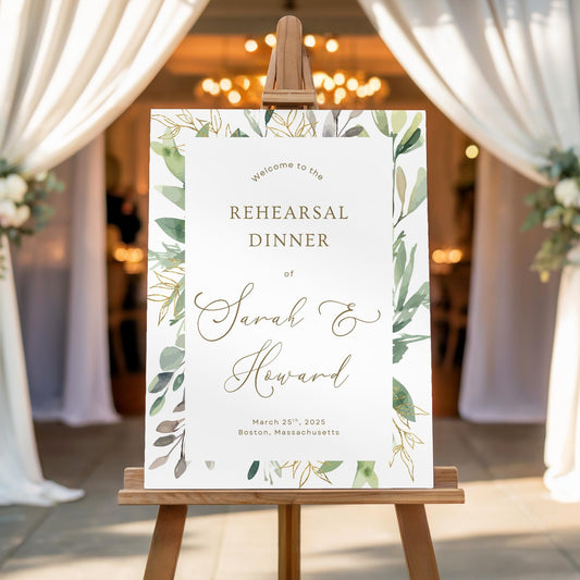 Formal Script Rehearsal Dinner Welcome Sign for Easel