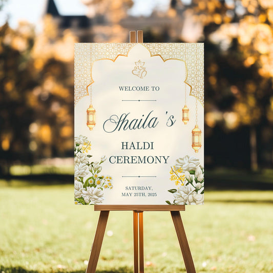 Lanterns Indian Wedding Welcome Sign for Mehndi, Sangeet, Haldi etc.